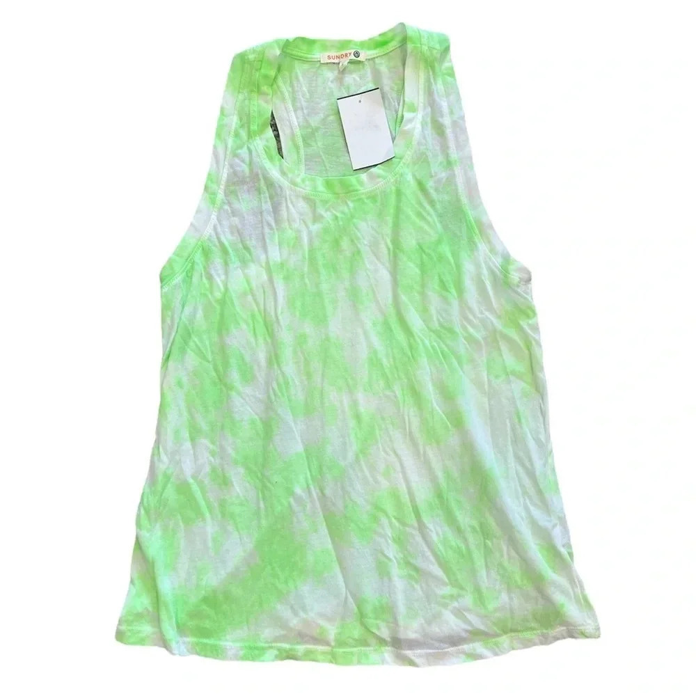 Sundry Green Lime Tie Dye Racerback Tank Top XS